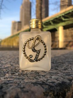 Vintage perfume bottle Bohemian glass Handmade