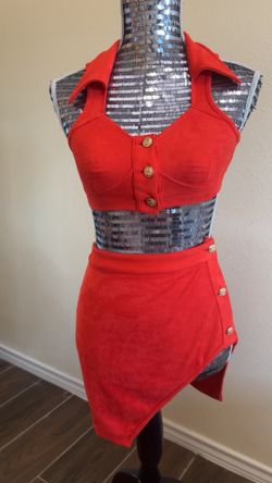 Shane Justin Red-orange Cute Cute Suade Skirt Outfit