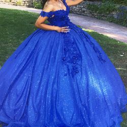 Royal blue corset quince dress