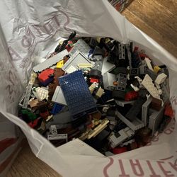 Bag Of Lego Bricks/ Some Mini-figure Pieces And Accessories