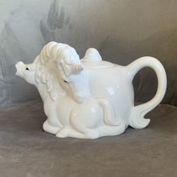 White Unicorn Teapot 