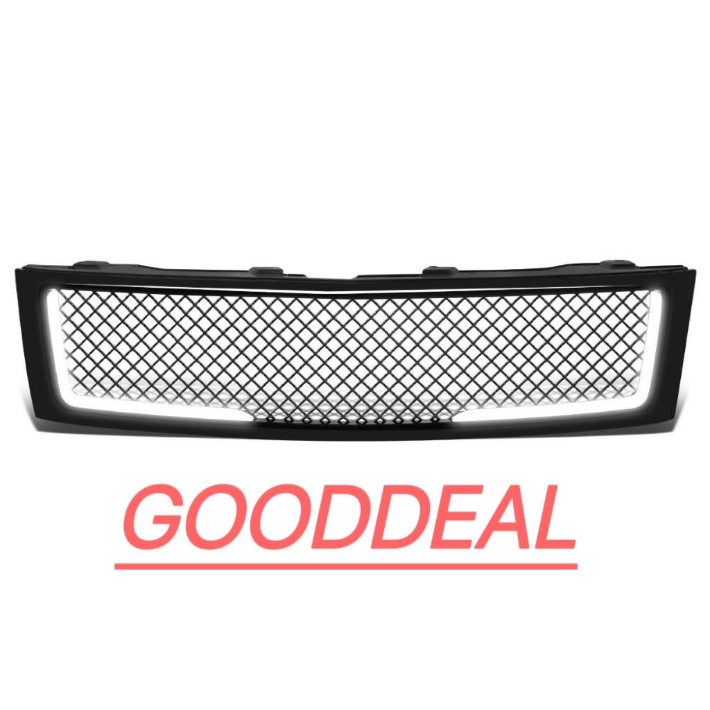 Yy41 SIERRA DENALI/07-13 07-14 GMC Sierra / Yukon|Chevy Silverado LED DRL Diamond Mesh Front Bumper Grille - Glossy Black