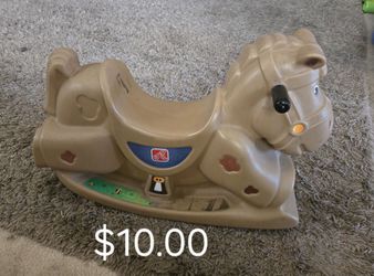 Riding Toys:  Rocking Horse, Choo Choo Train, Elephant, Purple Car, Galloping Jumping Horse