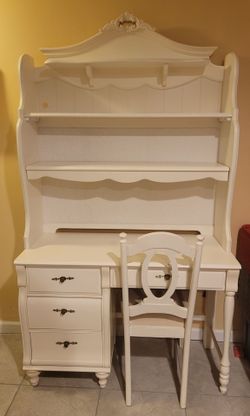 White Desk Hutch Chair