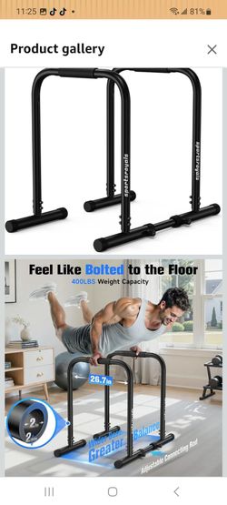 Sportsroyals Adjustable Dip Bar Station, Heavy Duty Parallette & Parallel Bars, 400LBS Stable Dip Stands for Home Gym, Calisthenics & Upper Body Worko