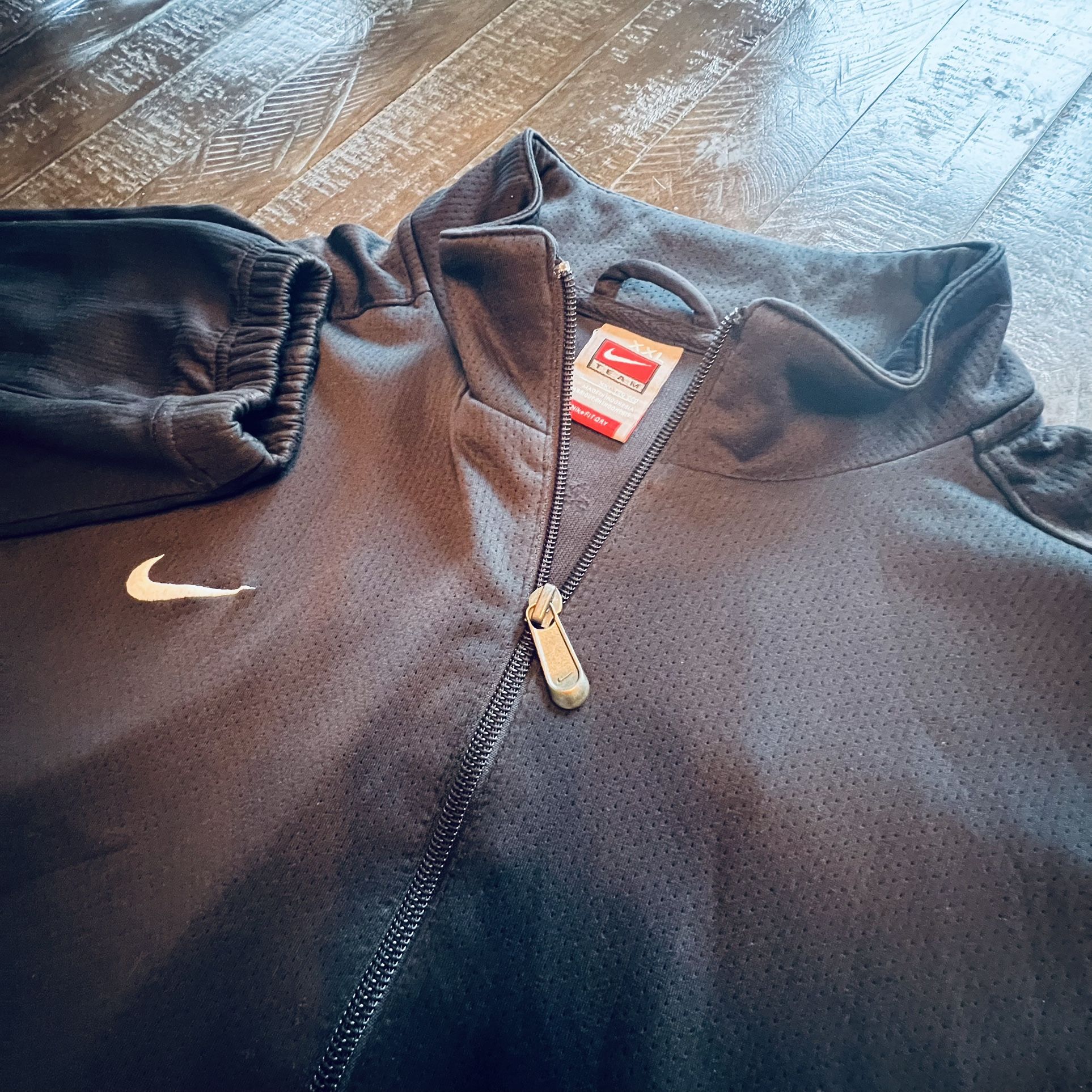 Nike Mens XXL Black Full Double Zip FIT DRY Jacket Audio Inner Pocket