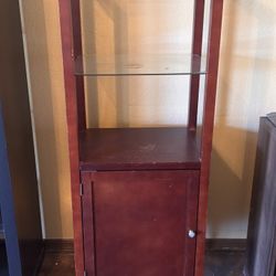 Shelf With Cabinet And Glass Shelves