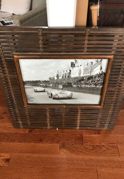 Old racing photo, unique wood frame
