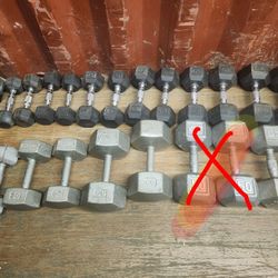 Dumbbells Gym Weights Rubber Hex Cast Iron  One Dollar Per Pound Cap Ivanko 