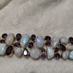 Opal and Amethyst Sterling Silver bracelet