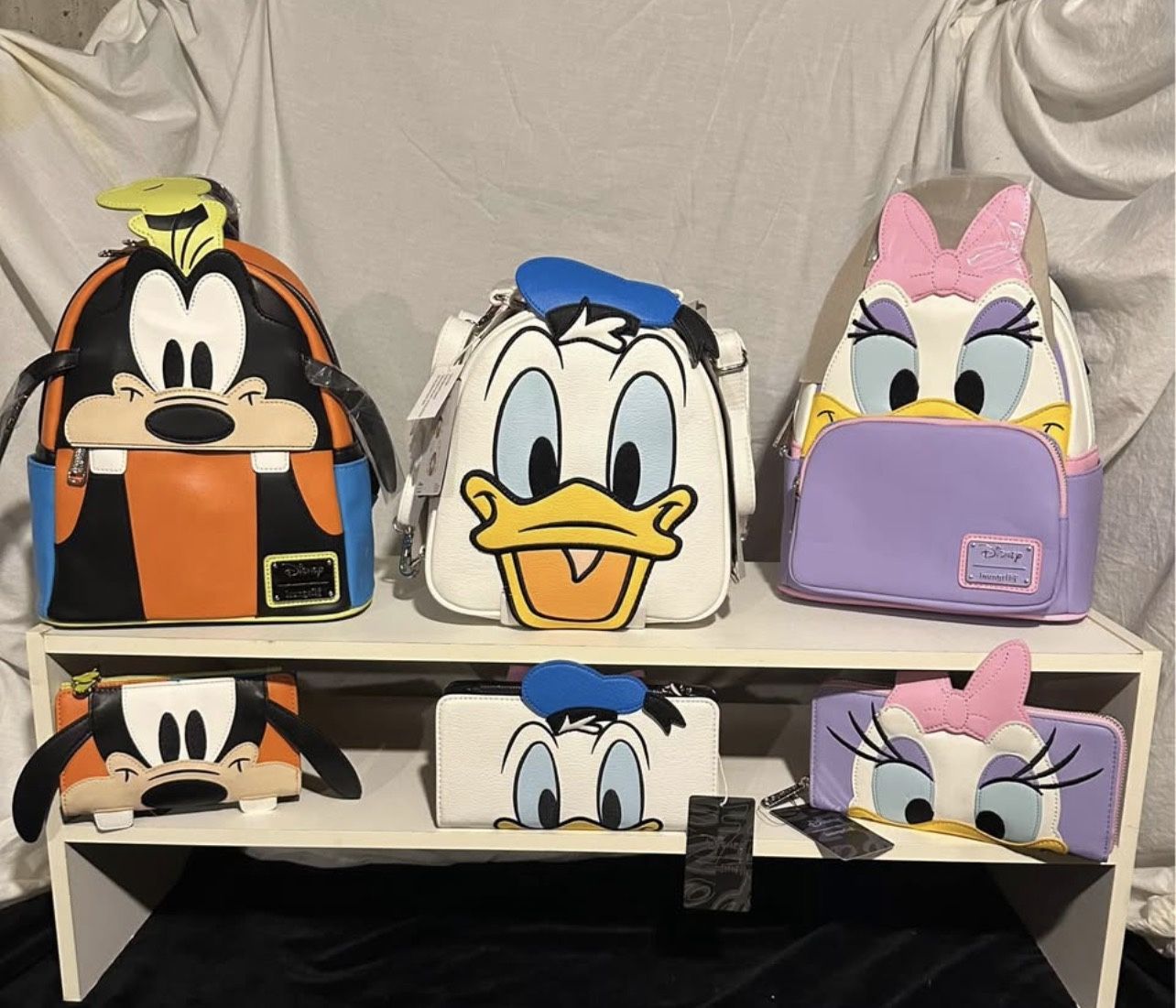 Disney Loungefly Goofy Donald Daisy backpacks and Wallets All new with tags