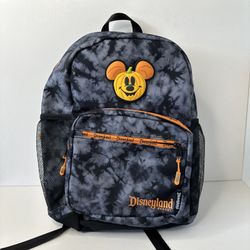 Disneyland Mickey Mouse Pumpkin Backpack Black Gray Tie Dye