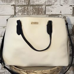 Kate Spade New York Purse Leighann Colorblock Leather Ivory Black Shoulder Bag