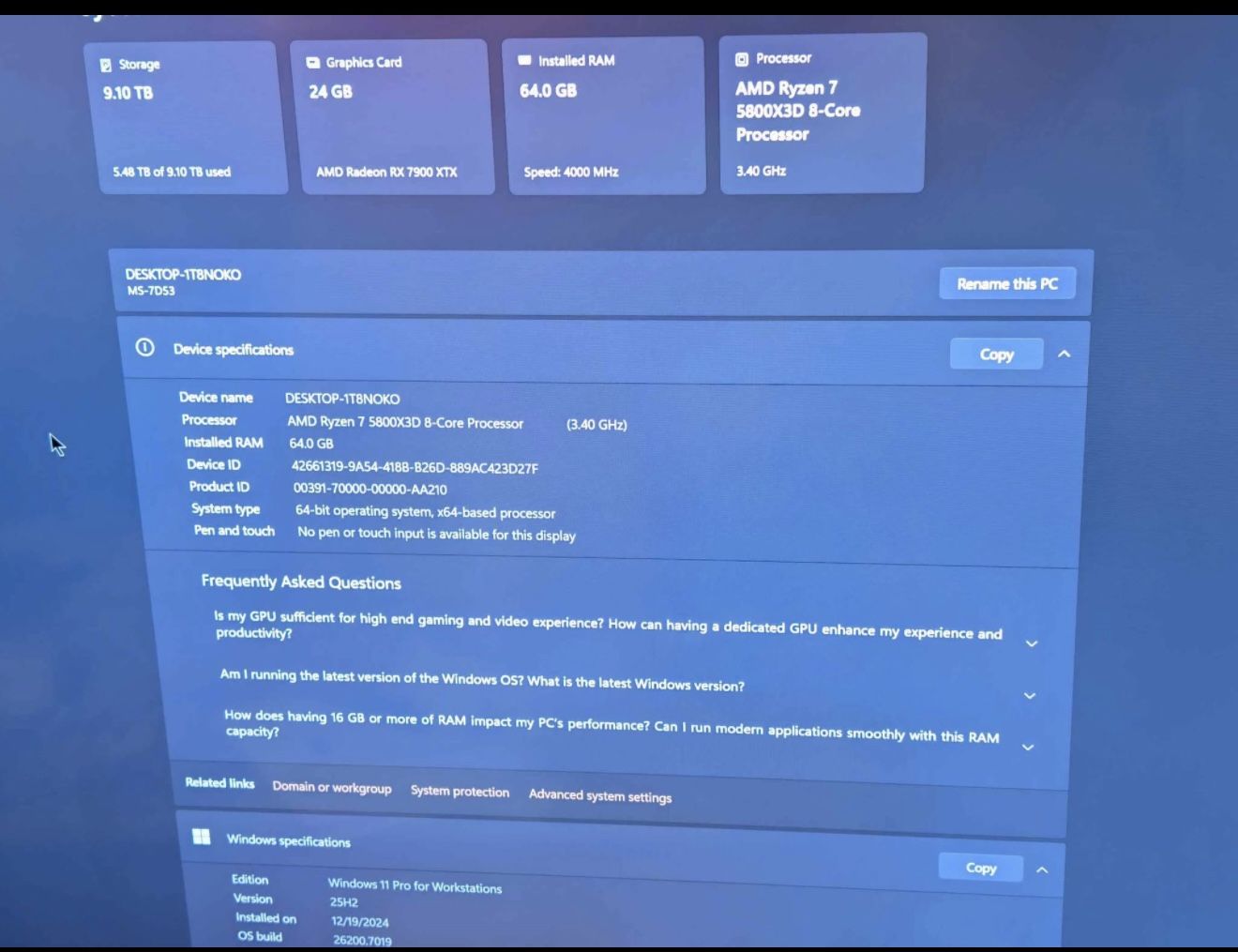 High-End 4K Gaming PC - RX 7900 XTX, 5800X3D, 64GB RAM, 10TB NVMe