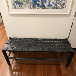 Handcrafted Black Woven solid wood Bench
