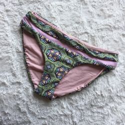 O'NEILL Green Pink Geometric Swim Bikini Bottoms NEW