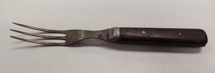 Antique Civil War Era 3 Prong 2 Pin Fork Wood Handle 6 1/2" Long


