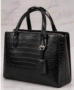 Black Faux Crocodile Bag