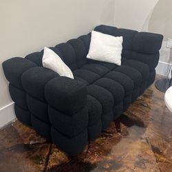 Modern Black Bouclé Sofa