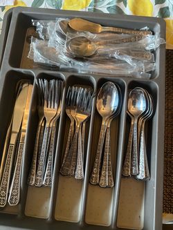 Stainless Steel Flatware Set with Floral Handles