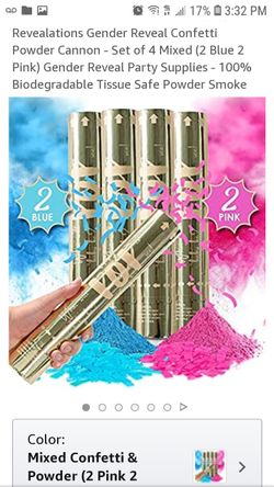 Revealations Gender Reveal only 2 pink Confetti Powder Cannon -