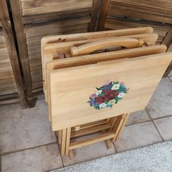 Portable Painted Wooden Table Set Of 4