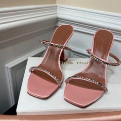 Amina Muaddi Gilda Satin Pink 42