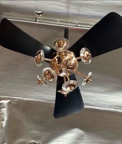 28 in. Smart Indoor Black Gold Acrylic Flower Low Profile Integrated LED Semi Flush Mount Ceiling Fan with Mute Remote