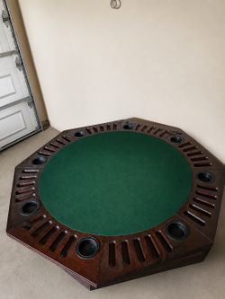 Custom 8-Player Poker Table | Solid Wood | Built-In Cup Holders | Man Cave/Game Room