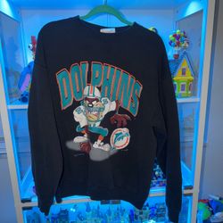Vintage Miami Dolphins Tasmanian Devil Sweatshirt Black 1996 SIZE XL