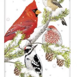 Flour Sack Kitchen Dish Towel Winter Branch Birds Mary Lake - Thompson New