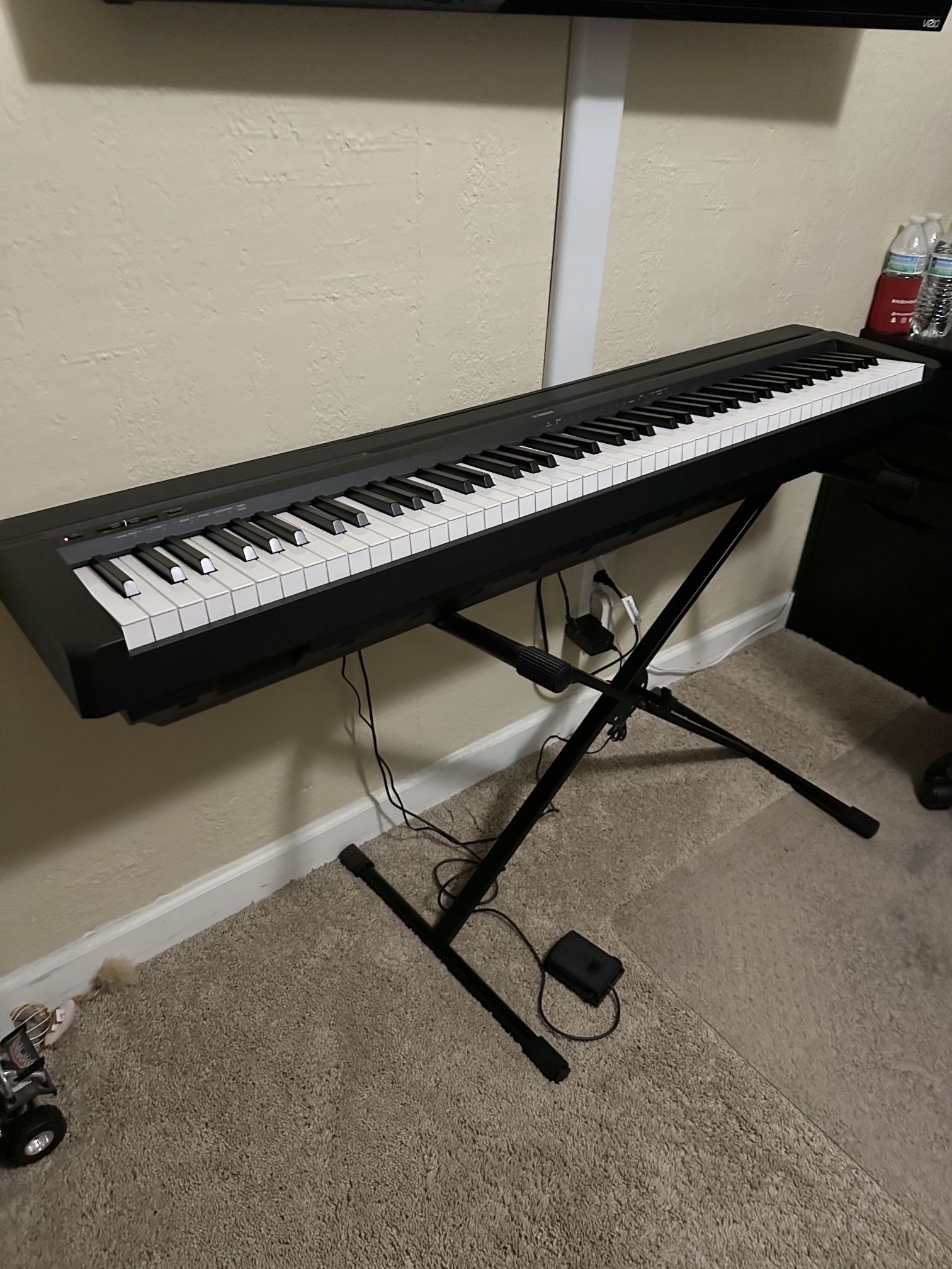 Yamaha P45B 88-key Black Digital Piano Bundle with Durable Folding X-Stand 