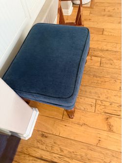 Blue  upholstered ottoman