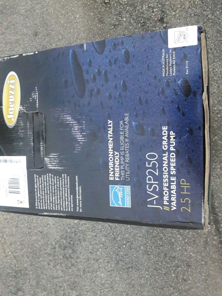 Jacuzzi JVSP250 Professional Grade Variable Speed Pump / 2.5 HP for