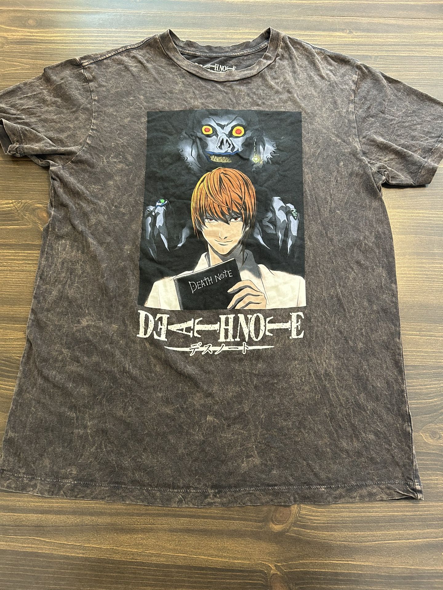 Death Note Men’s Shirt Brown Color Short Sleeves Size Large  Anime Drama 