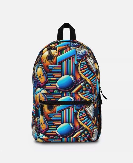 Vibrant Music-Inspired Backpack, Colorful School Bag, Trendy Daypack