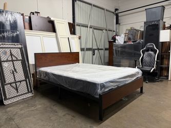Queen Platform Bed with mattress $250