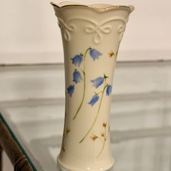 Vintage Lenox Ivory Bud Vase, Bluebell Pattern With Gold Trim