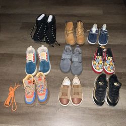 Lot Of 9 Kids Shoes Sneakers Boots Sizes 12/13/1/2/2.5 Youth - Ugg/Nike /pokemon/unbranded 