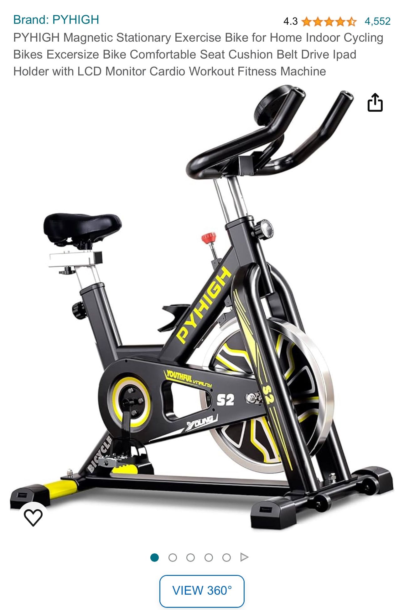 PYHIGH Magnetic Stationary Exercise Bike for Home