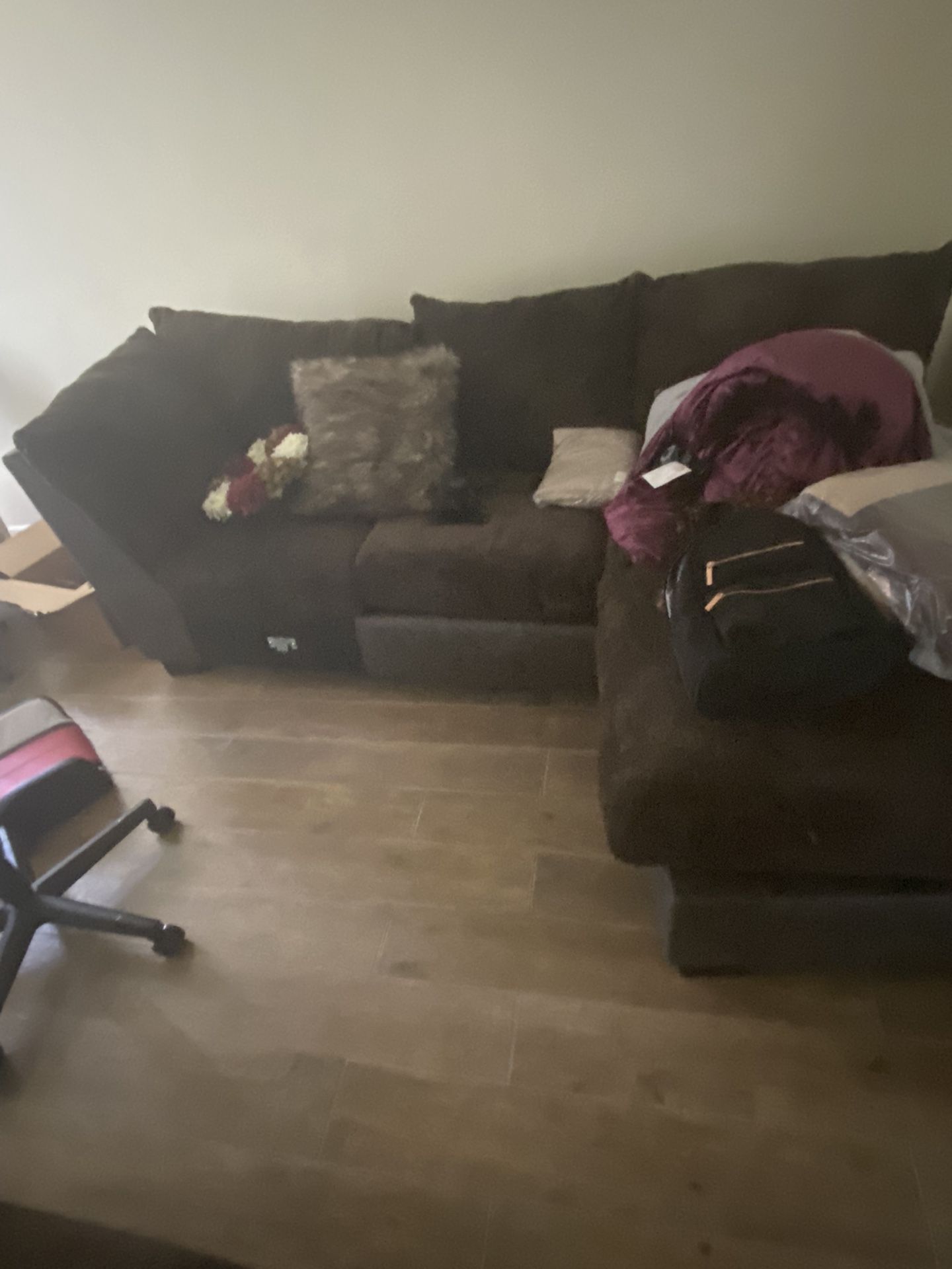 brown sectional couch(snaps together)