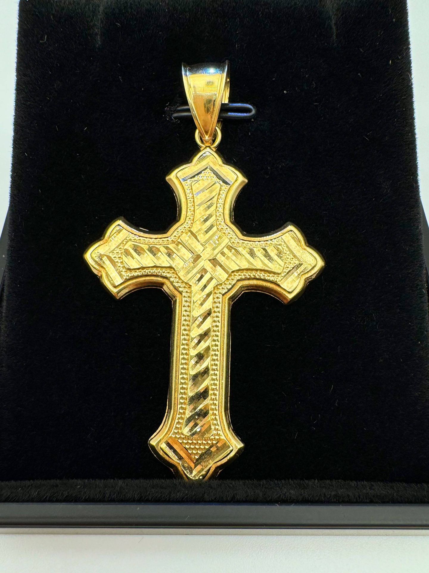 10k solid yellow gold Big Cross Pendant Charm