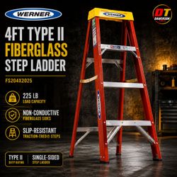 Werner FS204X2025 4ft Fiberglass Step Ladder Type II Brand New