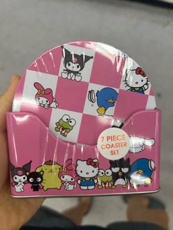 NWT Licensed Hello Kitty and friends Coaster 6pc Set with holder