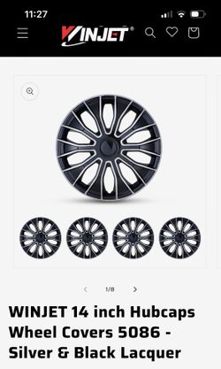 WINJET 14 inch Hubcaps Wheel Coversp 5086 - Silver & Black Lacquer