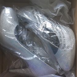 Silver Glitter High Heel Shoes Size 7