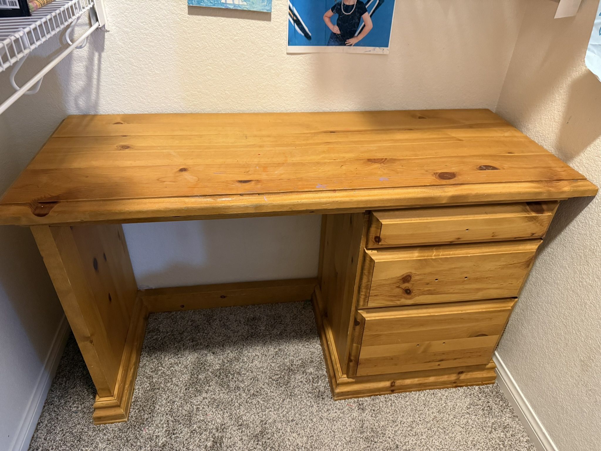 Solid Wood Desk With Drawers