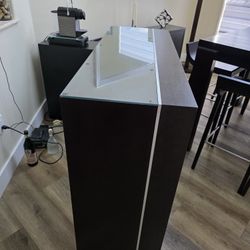 Bar table wood. Glass top. 