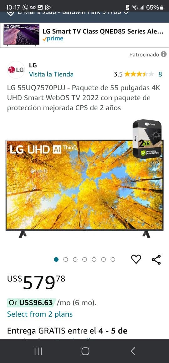 Tv 55 Inch LG UHD Modelo 55uq7570puj