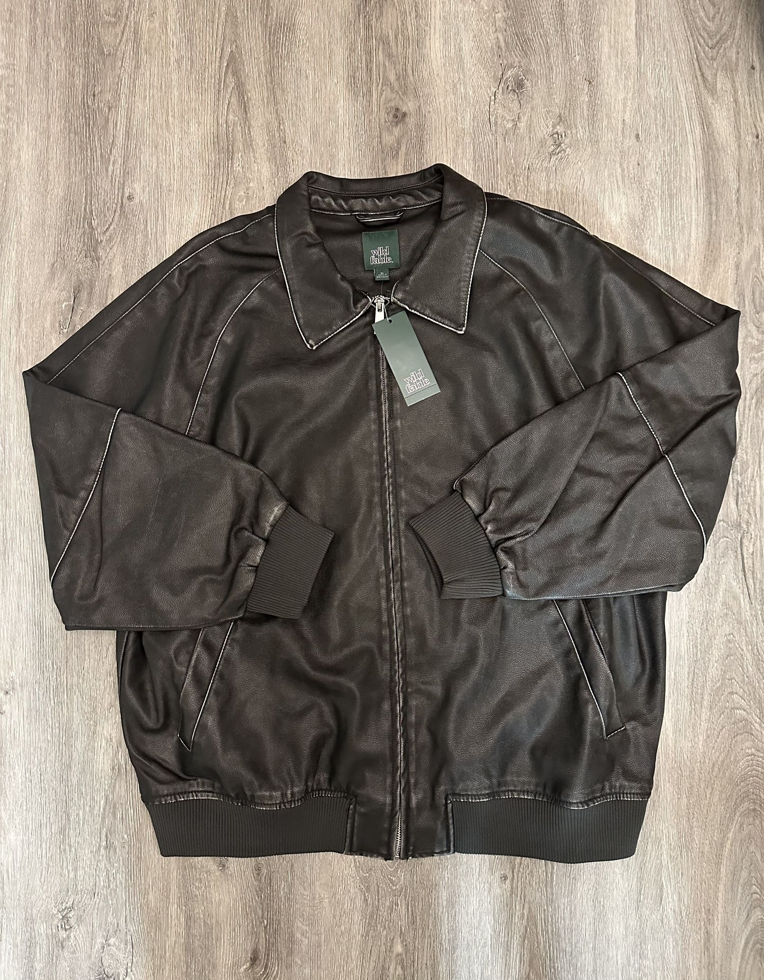 Wild Fable's Women's Distressed Faux Leather Bomber Jacket XXL